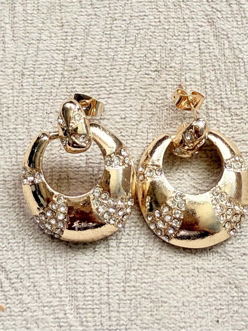 Laminated gold Crystal Hoop Drop Earrings - Women's Fashion Jewelry